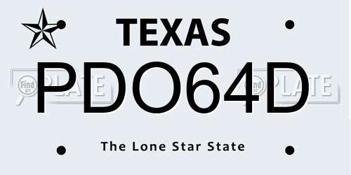 PDO64D Texas License Plate