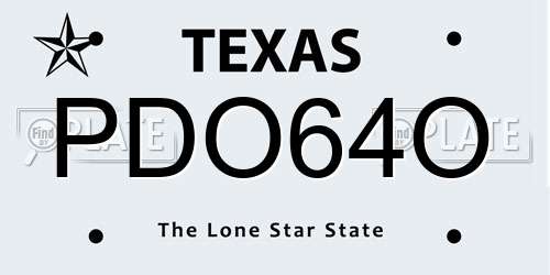 PDO64O Texas License Plate