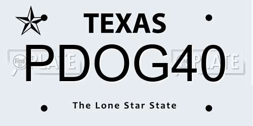 PDOG40 Texas License Plate