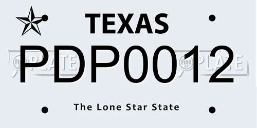 PDP0012 Texas License Plate