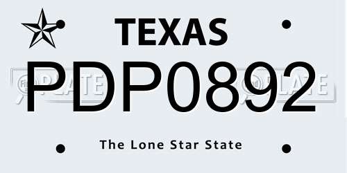 PDP0892 Texas License Plate