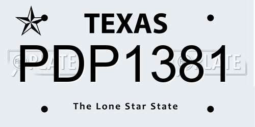 PDP1381 Texas License Plate