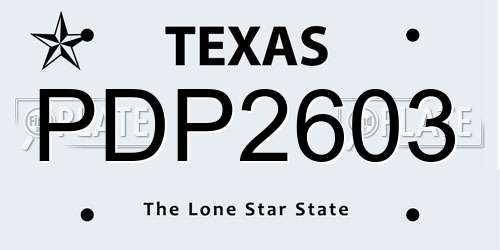 PDP2603 Texas License Plate