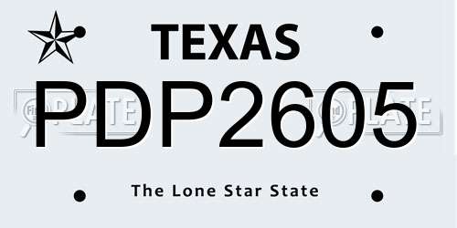 PDP2605 Texas License Plate