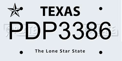 PDP3386 Texas License Plate