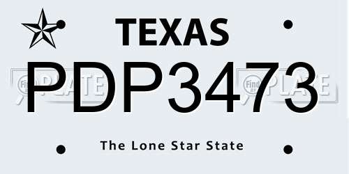 PDP3473 Texas License Plate