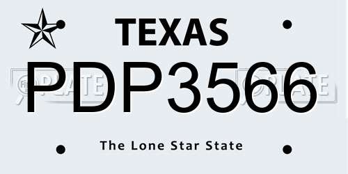 PDP3566 Texas License Plate
