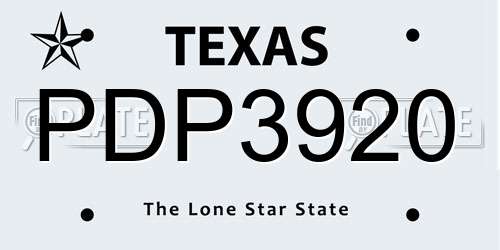 PDP3920 Texas License Plate