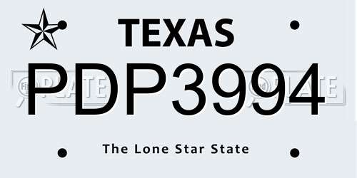 PDP3994 Texas License Plate