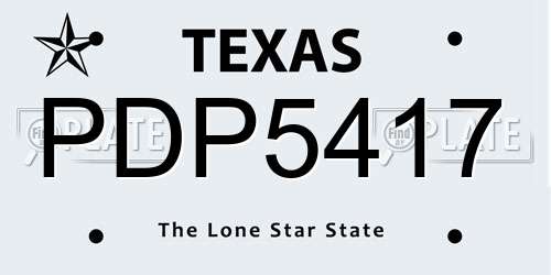 PDP5417 Texas License Plate