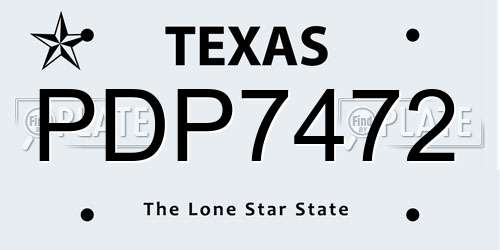 PDP7472 Texas License Plate
