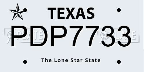 PDP7733 Texas License Plate