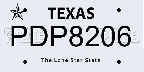 PDP8206 Texas License Plate