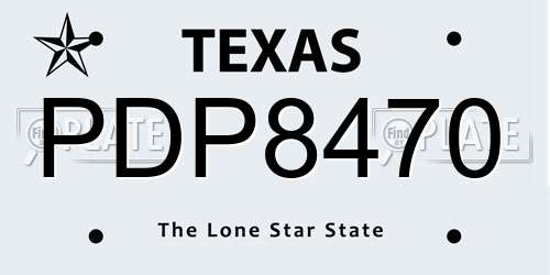 PDP8470 Texas License Plate