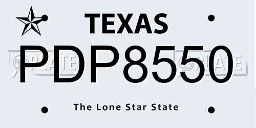 PDP8550 Texas License Plate