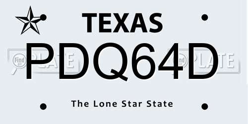 PDQ64D Texas License Plate