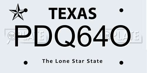 PDQ64O Texas License Plate