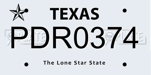 PDR0374 Texas License Plate