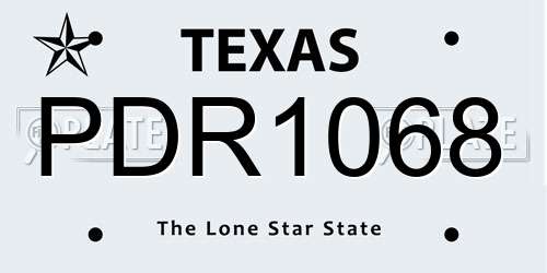 PDR1068 Texas License Plate