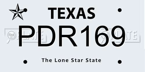 PDR169 Texas License Plate
