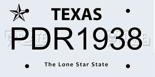 PDR1938 Texas License Plate