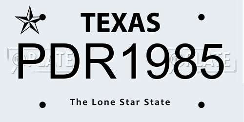 PDR1985 Texas License Plate