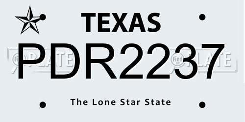 PDR2237 Texas License Plate