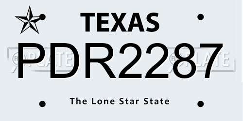 PDR2287 Texas License Plate