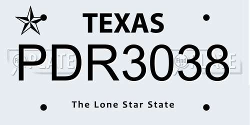 PDR3038 Texas License Plate