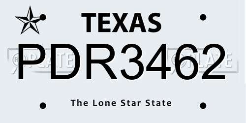 PDR3462 Texas License Plate