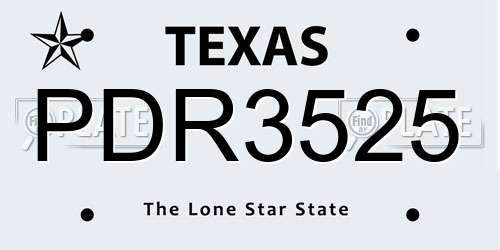 PDR3525 Texas License Plate