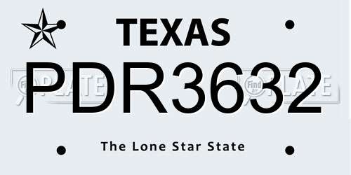 PDR3632 Texas License Plate