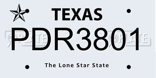 PDR3801 Texas License Plate