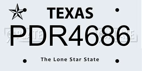 PDR4686 Texas License Plate
