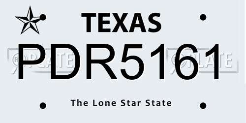 PDR5161 Texas License Plate