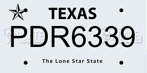 PDR6339 Texas License Plate