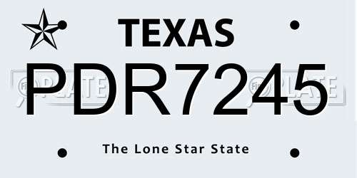 PDR7245 Texas License Plate