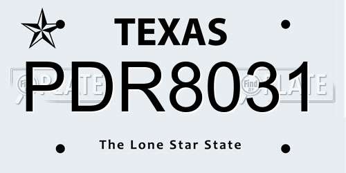 PDR8031 Texas License Plate
