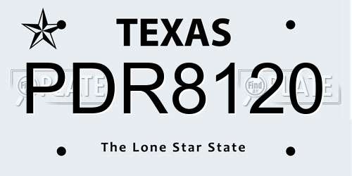 PDR8120 Texas License Plate