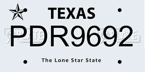 PDR9692 Texas License Plate