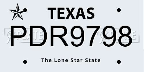 PDR9798 Texas License Plate