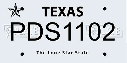 PDS1102 Texas License Plate