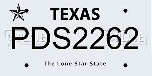 PDS2262 Texas License Plate