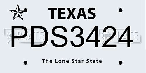 PDS3424 Texas License Plate