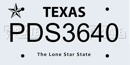 PDS3640 Texas License Plate
