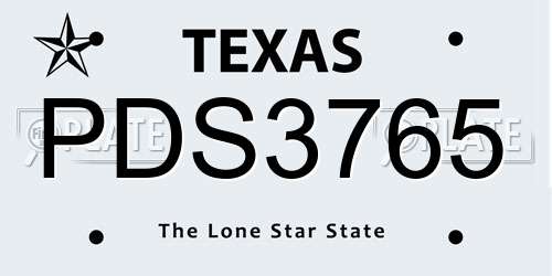 PDS3765 Texas License Plate