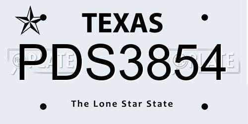 PDS3854 Texas License Plate
