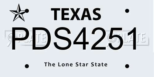 PDS4251 Texas License Plate