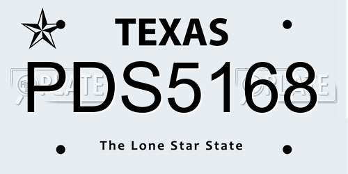 PDS5168 Texas License Plate