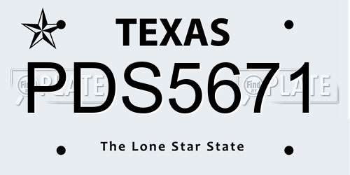 PDS5671 Texas License Plate